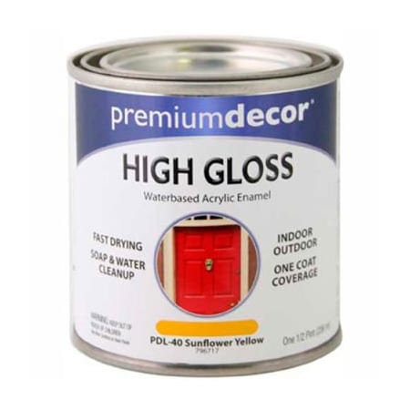 General Paint Interior/Exterior Paint, Gloss, Sunflower Yellow, 1/2 Pint 796717